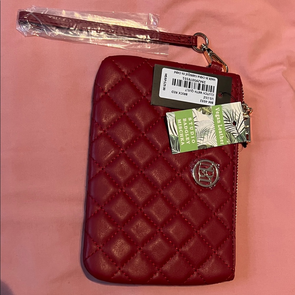 Badgley Mischka Cherry Quilted Wristlet